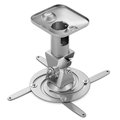Immagine di deleyCON Universal Beamer Supporto per Proiettore a Soffitto + 25 Inclinabile 360 Orientabile Resistente Fino 15kg 215mm Argento