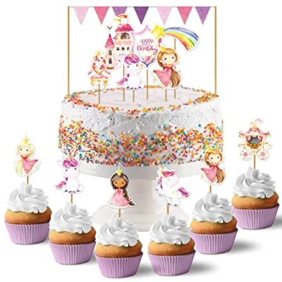 Immagine di Papierdrachen Cake Topper Bibi &amp; Tina Decorazione per torte 18 pezzi di compleanno bambini Set 6
