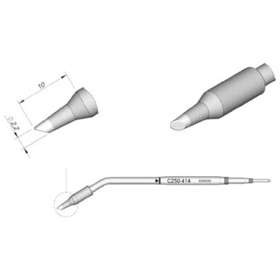 Immagine di JBC Tools punta di saldatura taglio sbieco Dimensione 2.2 mm Lunghezza punte 10 Contenuto 1 pz.