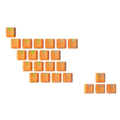 Immagine di Ranked Set di 23 Tasti in ​​Gomma Double Shot Traslucido Profilo OEM per Tastiere da Gioco Meccaniche(Neon Orange, Tasti)