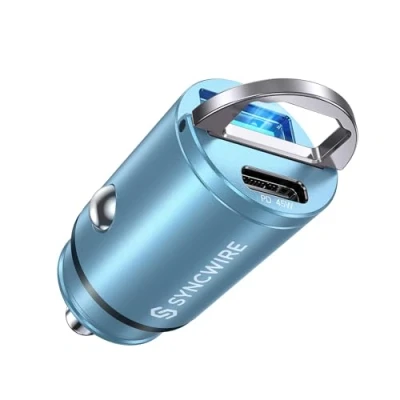 Immagine di SYNCWIRE Caricatore Auto USB C [PD 45W &amp; QC 45W] Ricarica Veloce Rapida Compatibile con iPhone 15 Pro Max14/13/12/XS, Samsung Galaxy S23/S22, Google Pixel 7 PRO/6, Blu
