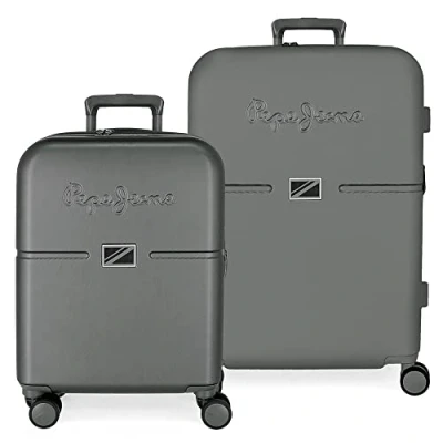 Immagine di Pepe Jeans Set Valigia Accent Nero 55/70 cm ABS Rigido Chiusura TSA Integrata 116L 7,54 kg 4 Doppie Ruote Bagaglio a Mano