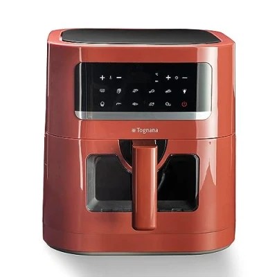 Immagine di Tognana Iridea, Friggitrice ad aria 7 L con contenitore e griglia antiaderente display digitale, rosso mela