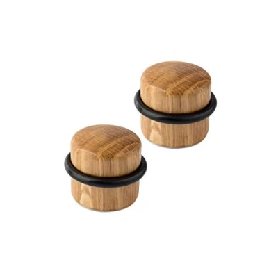 Immagine di LouMaxx Set di 2 Fermaporte in Legno Fermaporta a Pavimento Autoadesivo Ferma Porte Adesivo Da Terra Design Rovere