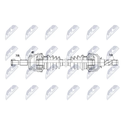 Immagine di NTY NPW VV 173 Albero motore / Semiasse Assale posteriore Dx, Sx 752mm