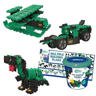 Immagine di Clics giocattolo costruibile Dino World per bambini dai 3 anni in su, didattico creativo set da 151 pezzi, mattoncini ragazze e ragazzi, Montessori STEM