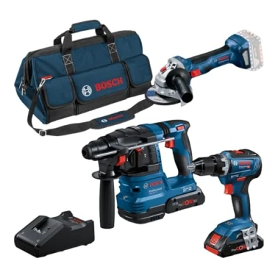 Immagine di Bosch Professional Combo Kit GSR 18V 55 + GWS 7 GBH 22 (incl. 2 batterie ProCORE 4.0Ah, caricabatteria GAL 40, in borsa per gli attrezzi media)
