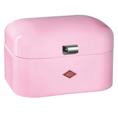 Immagine di WESCO Contenitore per il pane Single Grandy, colore rosa, lamiera d&#039;acciaio verniciata a polvere, fori di ventilazione e manico stabile