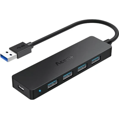 Immagine di Aceele Hub USB 3.0 distributore con 4 porte USB, ultra sottile, extra leggero, per MacBook Pro/Air/Mini, iMac, PC portatile, HDD
