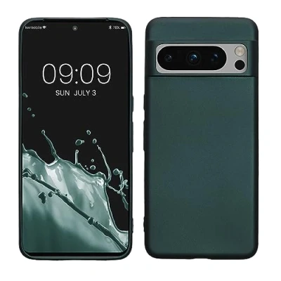 Immagine di kwmobile Custodia Compatibile con Google Pixel 8 Pro Cover Back Case Morbida Protezione in Silicone TPU Effetto metallizzato petrolio