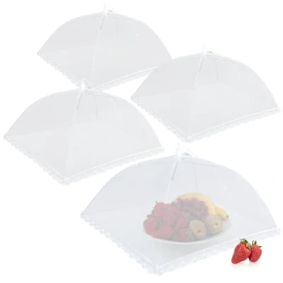Immagine di COM FOUR® 4x coperture antimosche per alimenti cibo, frutta e 44 cm (04 pezzi bianco)