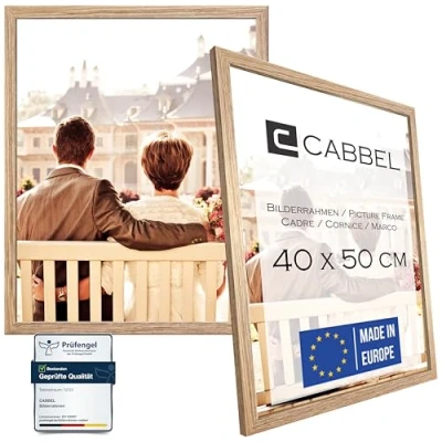 Immagine di CABBEL confezione doppia (set di 2) cornice 40x50 cm, Rovere, robusta in legno MDF, plexiglass infrangibile,