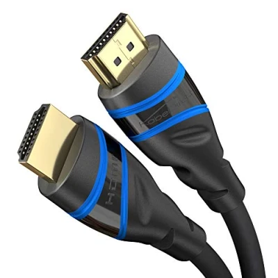 Immagine di KabelDirekt Cavo HDMI 10K &amp; 8K, 2.1b Certificato, sviluppato in Germania 3 m (Cavo 2.1 Ultra High Speed, per PC e console come PS5 XBO, monitor TV blu/nero)