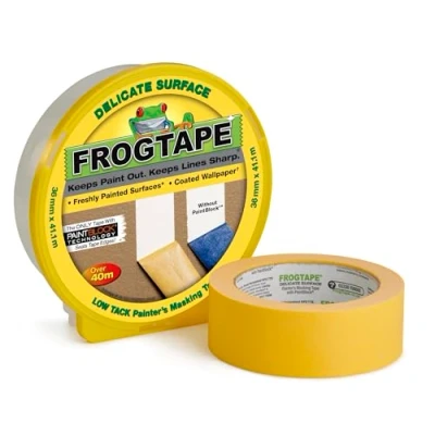 Immagine di FrogTape Masking Tape Giallo 36 mm x 41 m Nastro per mascheratura da imbianchino con tecnologia Paint Block superfici lisce e sensibili bordi puliti