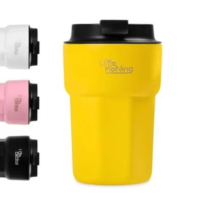 Immagine di Otto Koning Tazza da Viaggio 350ML termica isolata, con coperchio, a prova di perdite, riutilizzabile, per caffè caldo e freddo, acqua tè