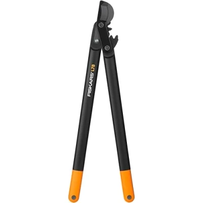 Immagine di Fiskars Troncarami PowerGear II con Lame Bypass per Legno Verde, Rivestimento Antiaderente, Diametro di Taglio: 5 cm, Acciaio Temprato, Lunghezza: 70 Nero/Arancione, L78, 1000584