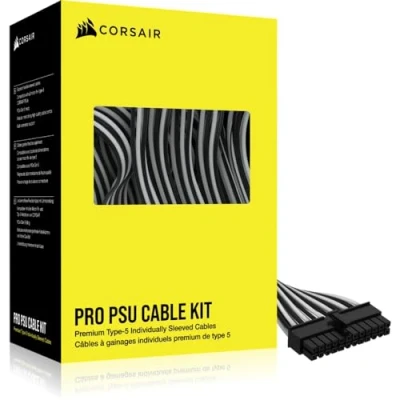 Immagine di Corsair Cavi PSU di tipo 5 con guaina singola, kit Pro, nero e bianco
