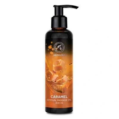 Immagine di Olio da Massaggio Rilassante Caramello 200ml Commestibile per Momenti Oli Naturali di Mandorla Semi d&#039;uva Cura della Pelle