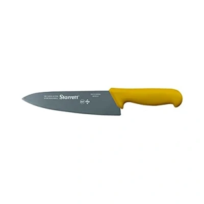 Immagine di Starrett Coltello da Cucina in Acciaio Inox Dello Chef, Ampio Triangolare 8 Pollici (200 mm), Manico Giallo (BKY301 8)