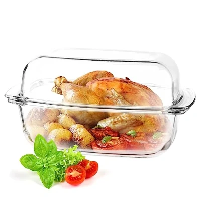 Immagine di Bacella trasparente kadax in vetro resistente al calore, contenitore ignifugo per lasagne, stufato di verdure, torrefazione arrostire, forno (rettangolare, 7L)