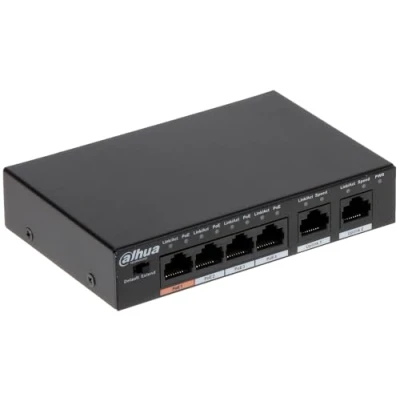 Immagine di PFS3006 4ET 60 V2 DAHUA 4 PORT POE WATCHDOG 2 UPLINK VERSIONE TRASMISSIONE FINO A 250M