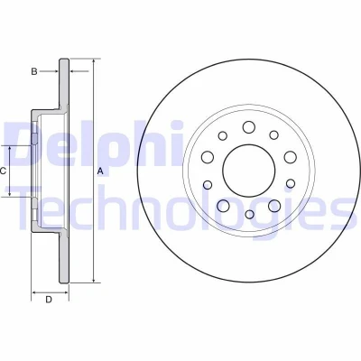 Immagine di DELPHI BG4655C Disco freno 251 10 5 pieno rivestito non trattato senza cuscinetto ruota, anello sensore ABS FIAT: 500L