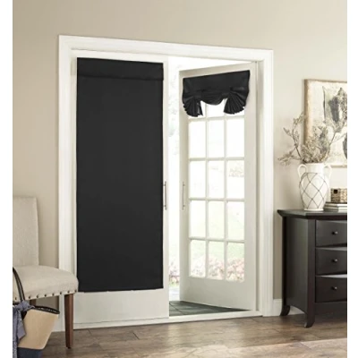 Immagine di Eclipse Porta Francese Tricia Tenda a Pannello Singolo per Patio, Soggiorno e Camera da Letto, Tessuto, Nero, 26&quot; x 68&quot;