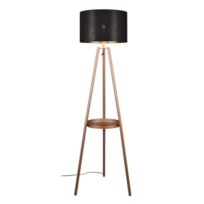 Immagine di Reality Lampada da terra Colette R41561065, Metallo Caffè, Paralume Tessuto Nero/Oro, escl. 1x E27