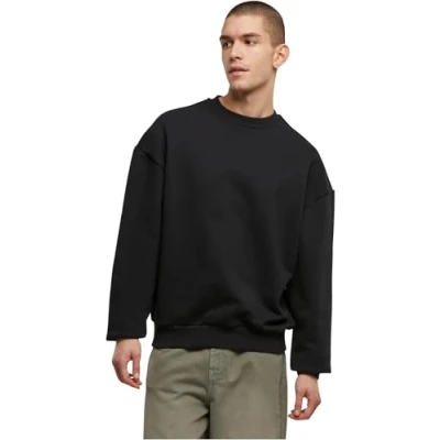 Immagine di Build Your Brand Girocollo in Cotone Ultra Resistente Maglia di Tuta, Nero, XS Uomo