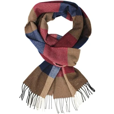 Immagine di Rotfuchs sciarpa uomo invernale calda e morbida lana check multicolore Made in Germany (30 x 185 cm, rosso beige blu)