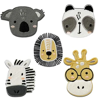 Immagine di Zoo Set 5 pezzi animale Toppe termoadesive Patch Toppa ricamate