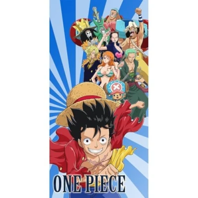 Immagine di Halantex ONE PIECE CIURMA Luffy Roronoa Usopp Nami Telo Mare Spiaggia Bagno Beach Towel 100% Cotone Dimensioni 70x140cm Multicolore OP 2642T