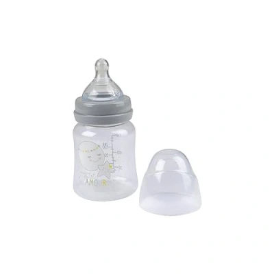 Immagine di Bébé Douceur, Biberon collo largo con tettarella flusso variabile in silicone 150 ml Luna Essen&#039;Ciel