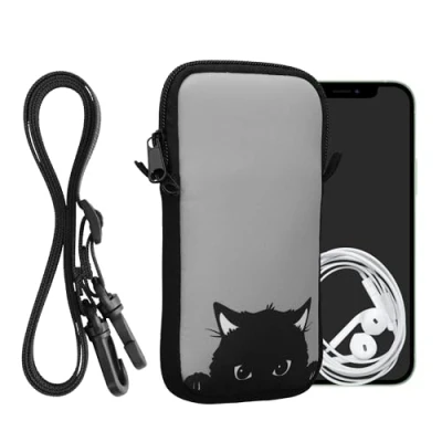 Immagine di kwmobile Custodia in Neoprene con Zip per Smartphone Portacellulare a Tracolla Porta Cellulare da Collo Universale Cover Borsa Telefono