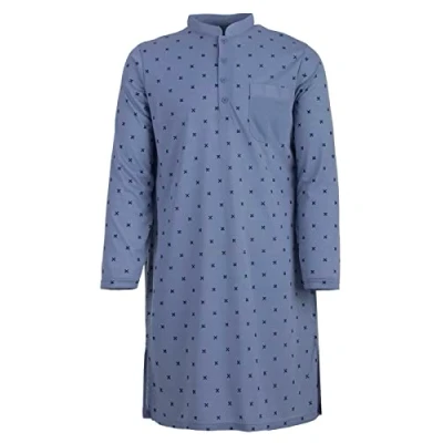 Immagine di LUCKY Camicia da notte uomo, a maniche lunghe, con tasca sul petto, Blu, L