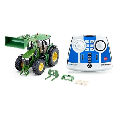 Immagine di siku 6795, Trattore John Deere 7310R con caricatore frontale, Verde, Metallo e Plastica, 1:32, Telecomando Bluetooth accessori inclusi, Telecomandabile da app