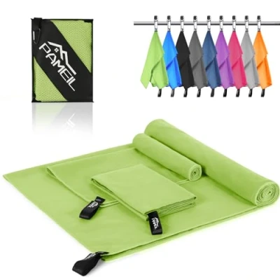 Immagine di Asciugamano Microfibra Set di 3 (Asciugamano da Bagno Grande 160x80cm +2 Pezzi Piccolo 80x40cm) Telo per Backpacker, Asciugamani Palestra ad Asciugatura Rapida (Verde)
