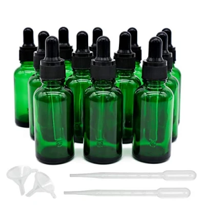 Immagine di INHEMING Verde Flaconi Contagocce in Vetro, 30ml Bottiglie Vetro con Pipette,per Laboratorio,Olio Essenziale, Aromaterapia,con Imbuti + Pipette, 12 Pezzi