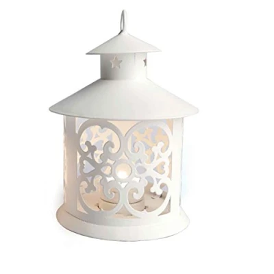 Immagine di Excelsa Lanterna Pagoda, Metallo, Bianco, 12 x 19 cm