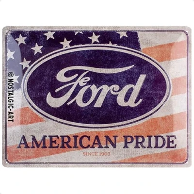 Immagine di Nostalgic Art Targhe Ford US Flag Idea Regalo per Accessori Auto, in Metallo, Design Vintage, 30 x 40 cm