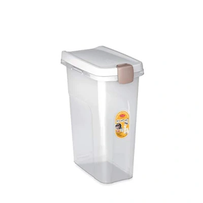 Immagine di STEFANPLAST Contenitore Pet Food in Polipropilene, Trasparente, con Coperchio a Chiusura Ermetica Bianco, Lt 25