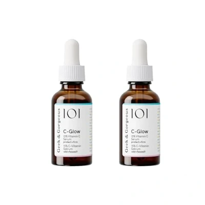 Immagine di Geek &amp; Gorgeous C Glow Duo Pack 15% vitamina + acido ferulico e siero, protegge dai danni ambientali, favorisce la formazione di collagene garantisce un tono uniforme della pelle per