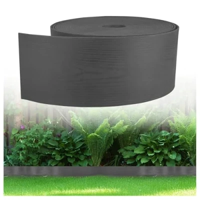 Immagine di GARDENIX WoodBorder Bordo flessibile effetto legno, in plastica, lunghezza 10 m, altezza 13 cm, colore: antracite