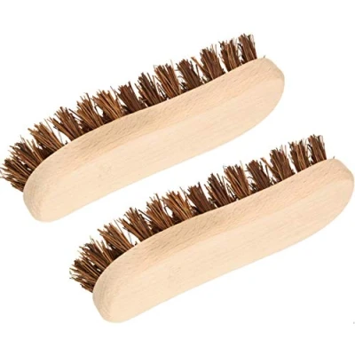 Immagine di KOTARBAU® Set di 2 Spazzole a Forma „S 180 mm Manico in Legno con Setole Naturali Spazzola per la Pulizia Pavimenti e Posti Difficili da Raggiungere