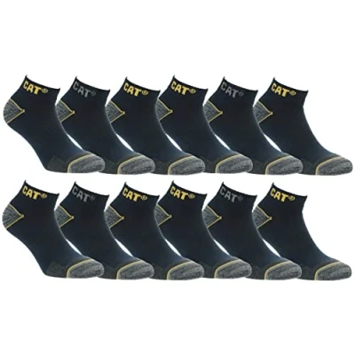 Immagine di Caterpillar 12 Paia Calzini Sneaker Lavoro Lunghezza Caviglia Rinforzo Punta Tallone Supporto Arco Plantare Cotone (Blu, 43 46)