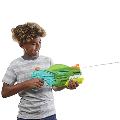 Immagine di Nerf Super Soaker Blaster ad Acqua DinoSquad Dino Soak, Getto d&#039;Acqua Azionato a Pompa per Giochi d’Acqua Estivi