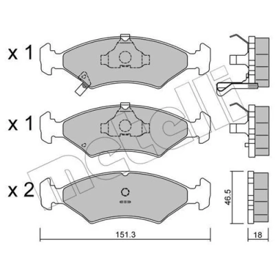Immagine di METELLI 22 0127 0 Kit pastiglie freno con segnalatore acustico usura