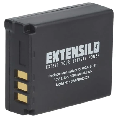 Immagine di EXTENSILO batteria compatibile con Panasonic Lumix DMC TZ3, TZ4, TZ5, TZ50 fotocamera digitale DSLR (1000mAh, 3,7V, Li Ion)