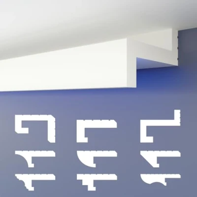 Immagine di HEXIMO LED Profilo di fuga d&#039;ombra, Modanature in stucco, illuminazione indiretta Soffitto cartongesso polistirene XPS (10,2 Metri HLED 7)