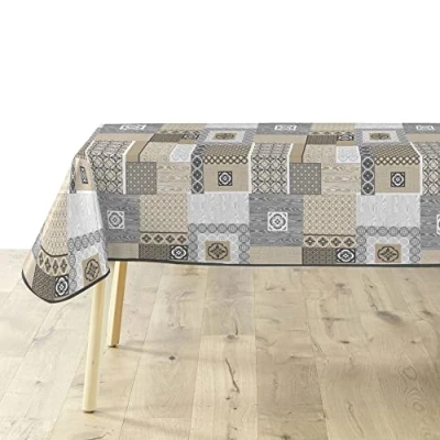 Immagine di Douceur d&#039;Intérieur, Tovaglia rettangolare (140 x 240 cm) Naturaline Blu, Cotone Tessuto, Costa